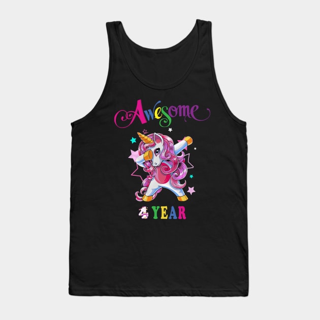 4th Birthday Unicorn Tank Top by NI78